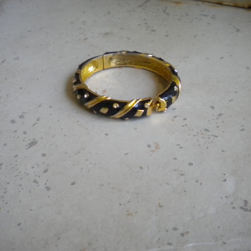 Vintage Navy Blue Enamel Hinge Bracelet